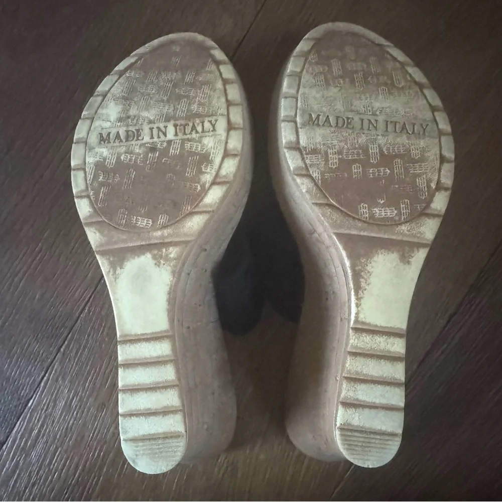 Italian Shoemakers Black Wedge Sandals